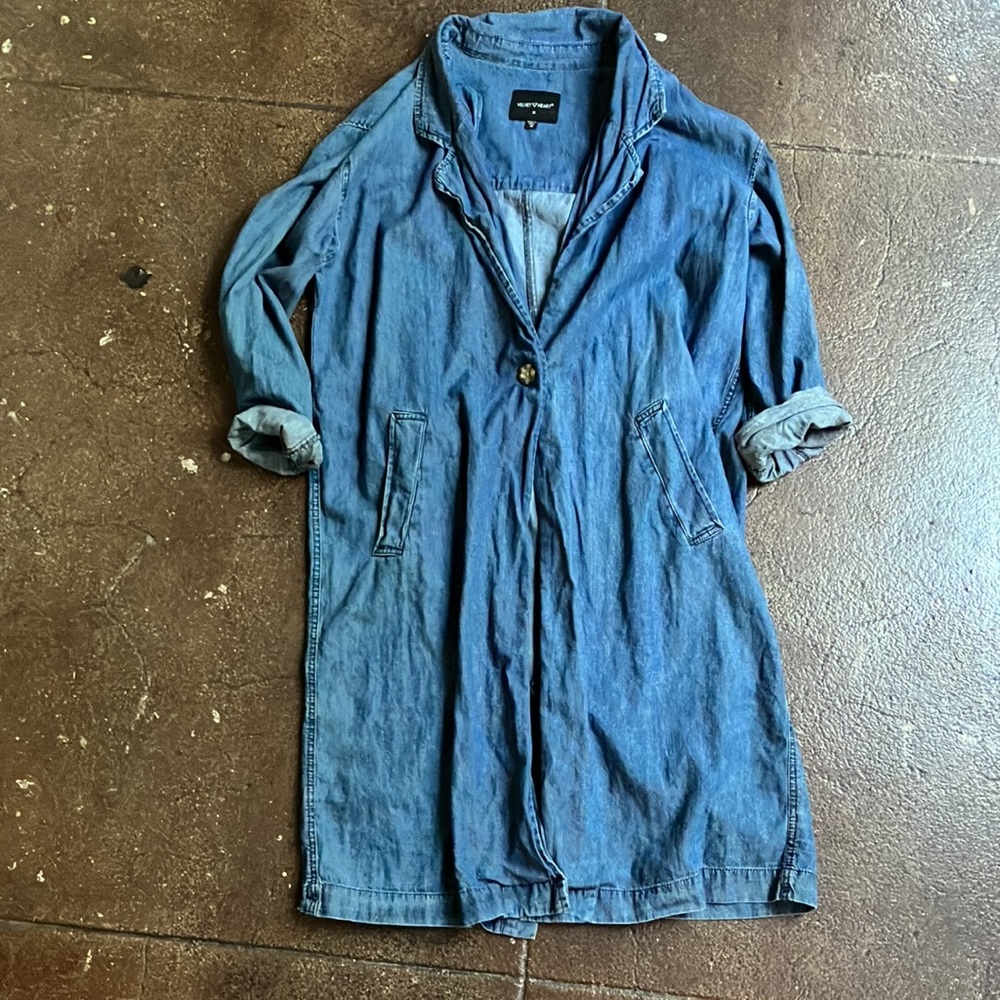 Vintage denim long coat duster